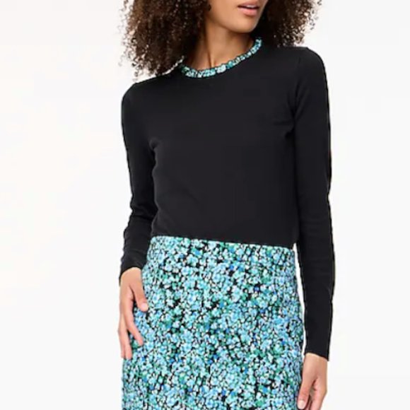 J. Crew Factory Sweaters - NEW NWT J. Crew Factory Cotton Ruffle Trim Sweater Color: Black